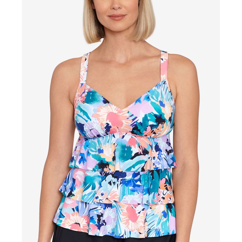 Womens Triple Tier Printed Tankini